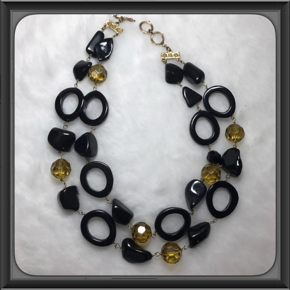 Black and gold beaded necklace